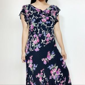 Vintage Paradise NY Black Beaded Floral Maxi Dress